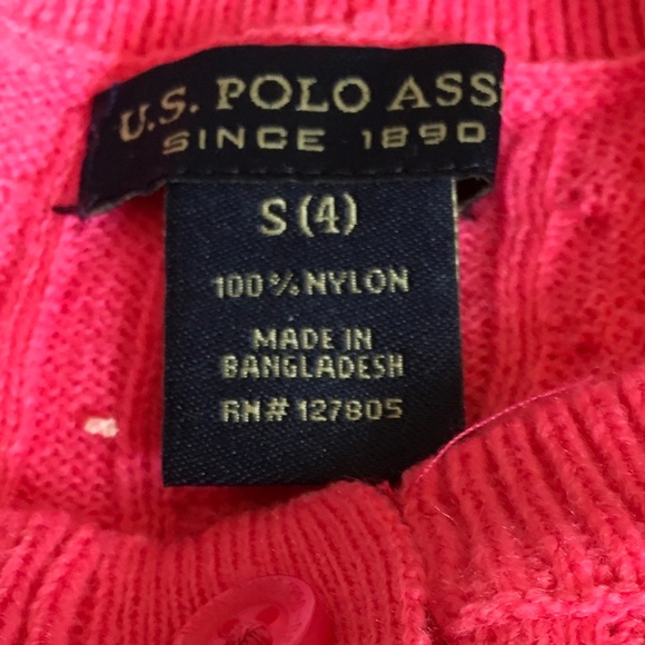 U.S. Polo ASSN Girl button down sweater size 4T. - Picture 3 of 5
